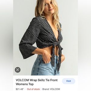 Volcom Blouse- black with white hearts